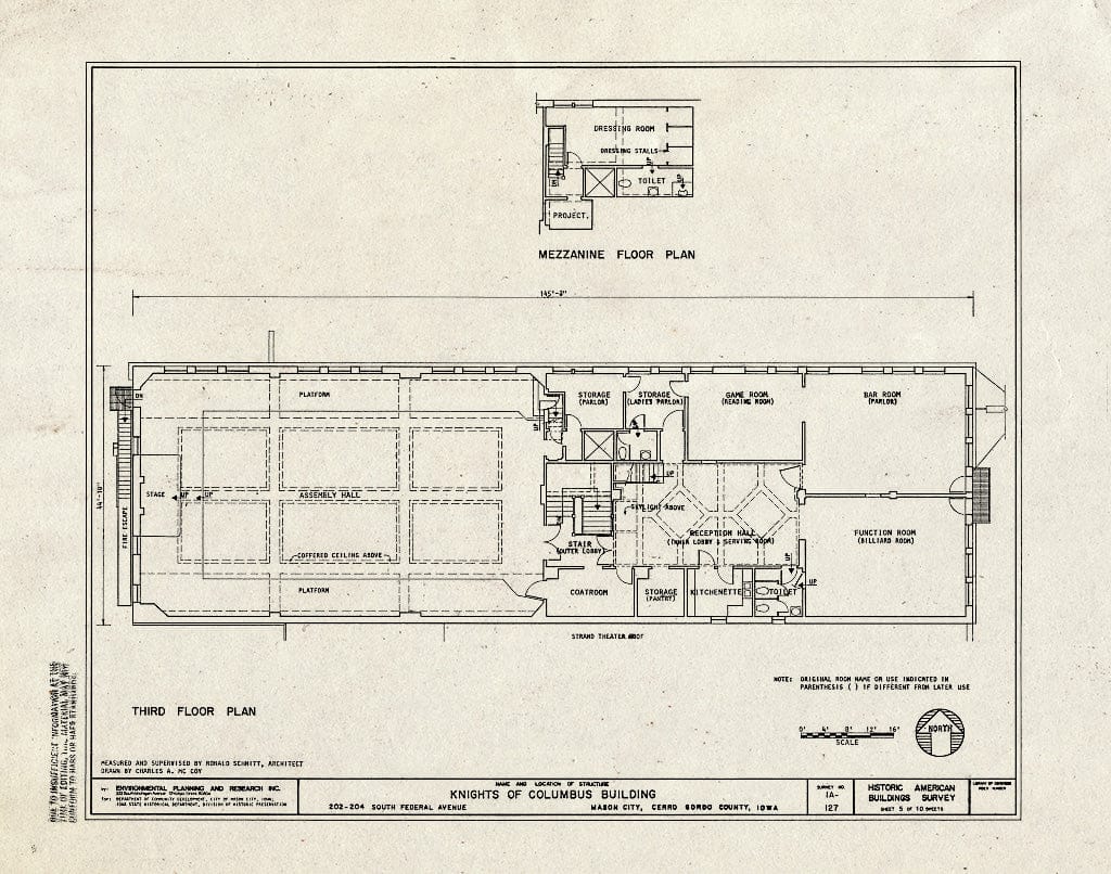 Blueprint HABS Iowa,17-MASCIT,6- (Sheet 5 of 10) - Knights of Columbus Building, 202-204 South Federal Avenue, Mason City, Cerro Gordo County, IA