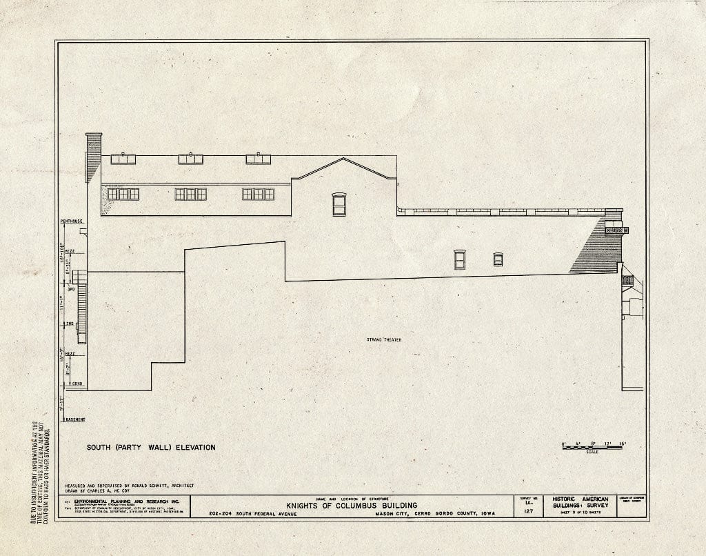 Blueprint HABS Iowa,17-MASCIT,6- (Sheet 9 of 10) - Knights of Columbus Building, 202-204 South Federal Avenue, Mason City, Cerro Gordo County, IA