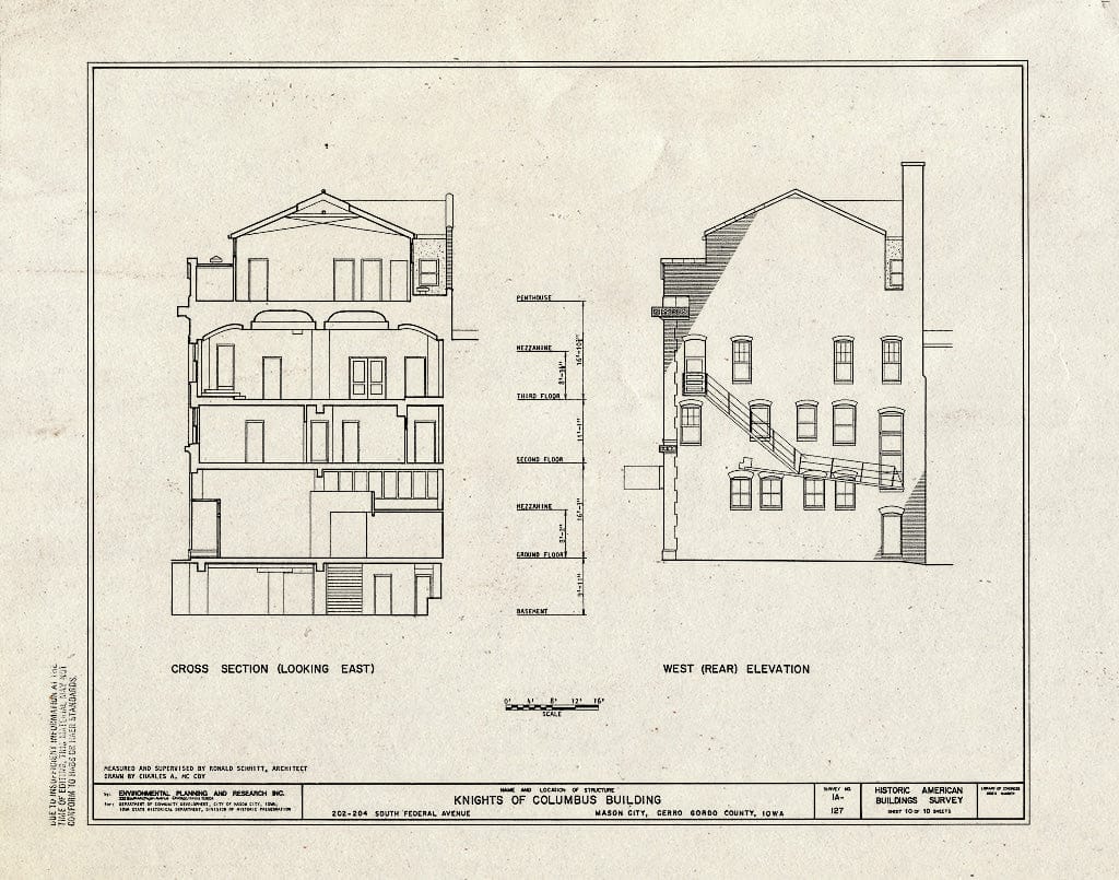 Blueprint HABS Iowa,17-MASCIT,6- (Sheet 10 of 10) - Knights of Columbus Building, 202-204 South Federal Avenue, Mason City, Cerro Gordo County, IA