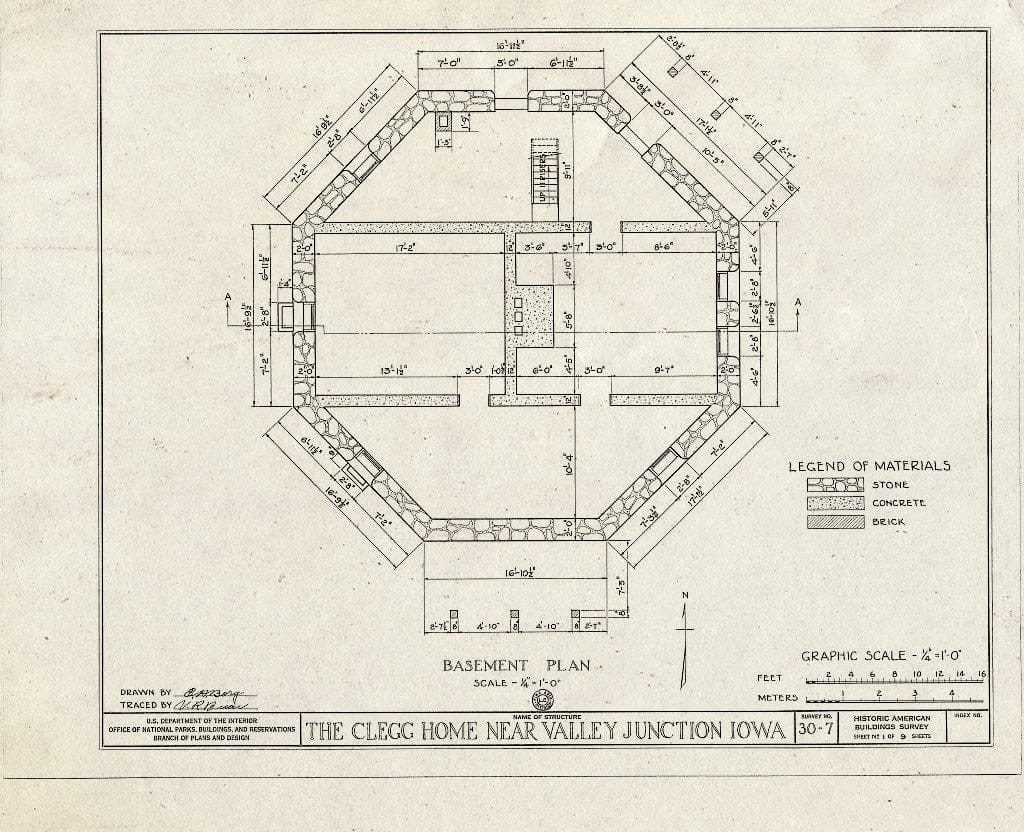 Blueprint HABS Iowa,77-VALJ.V,1- (Sheet 1 of 9) - Clegg Home, Valley Junction, Polk County, IA