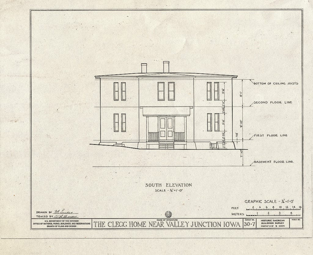 Blueprint HABS Iowa,77-VALJ.V,1- (Sheet 5 of 9) - Clegg Home, Valley Junction, Polk County, IA