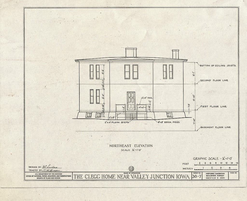 Blueprint HABS Iowa,77-VALJ.V,1- (Sheet 6 of 9) - Clegg Home, Valley Junction, Polk County, IA
