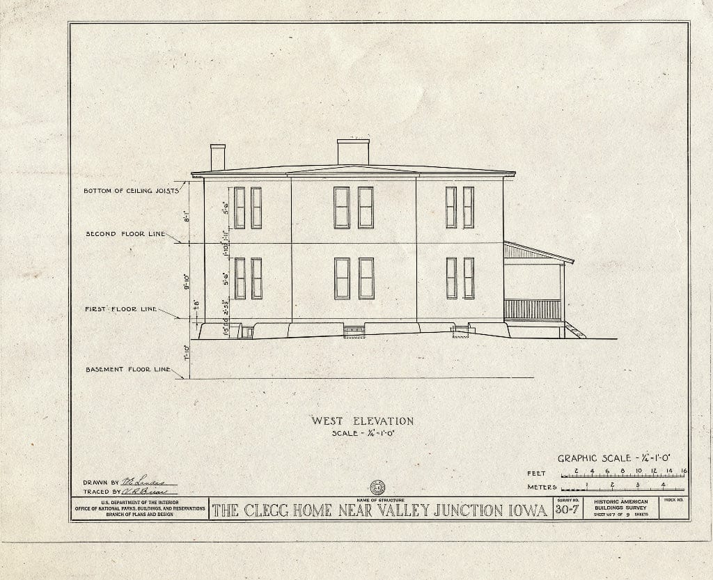Blueprint HABS Iowa,77-VALJ.V,1- (Sheet 7 of 9) - Clegg Home, Valley Junction, Polk County, IA