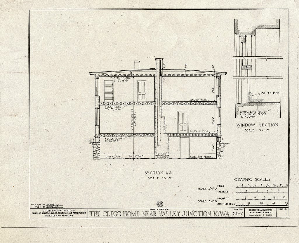 Blueprint HABS Iowa,77-VALJ.V,1- (Sheet 8 of 9) - Clegg Home, Valley Junction, Polk County, IA