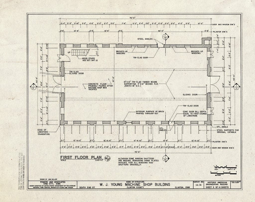 Blueprint HAER Iowa,23-Clint,2- (Sheet 3 of 14) - W. J. Young Machine Shop, South Tenth Street & Second Avenue, Clinton, Clinton County, IA