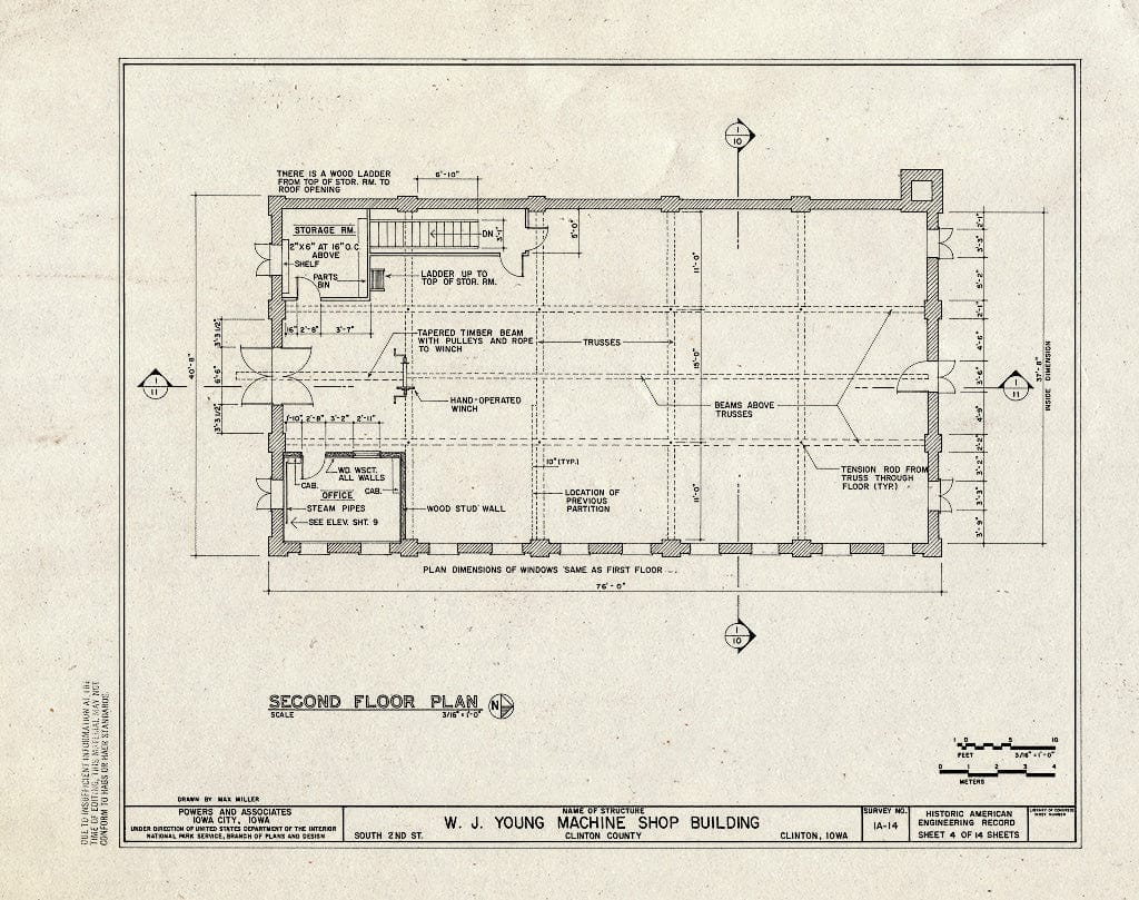 Blueprint HAER Iowa,23-Clint,2- (Sheet 4 of 14) - W. J. Young Machine Shop, South Tenth Street & Second Avenue, Clinton, Clinton County, IA