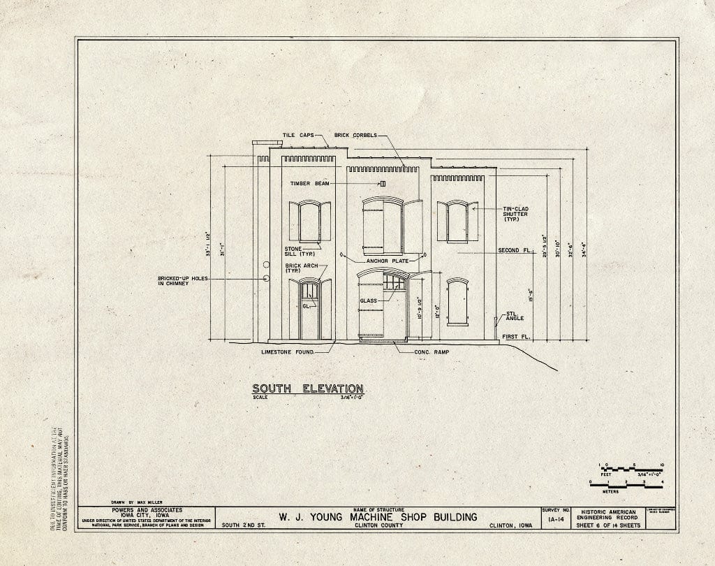 Blueprint HAER Iowa,23-Clint,2- (Sheet 6 of 14) - W. J. Young Machine Shop, South Tenth Street & Second Avenue, Clinton, Clinton County, IA