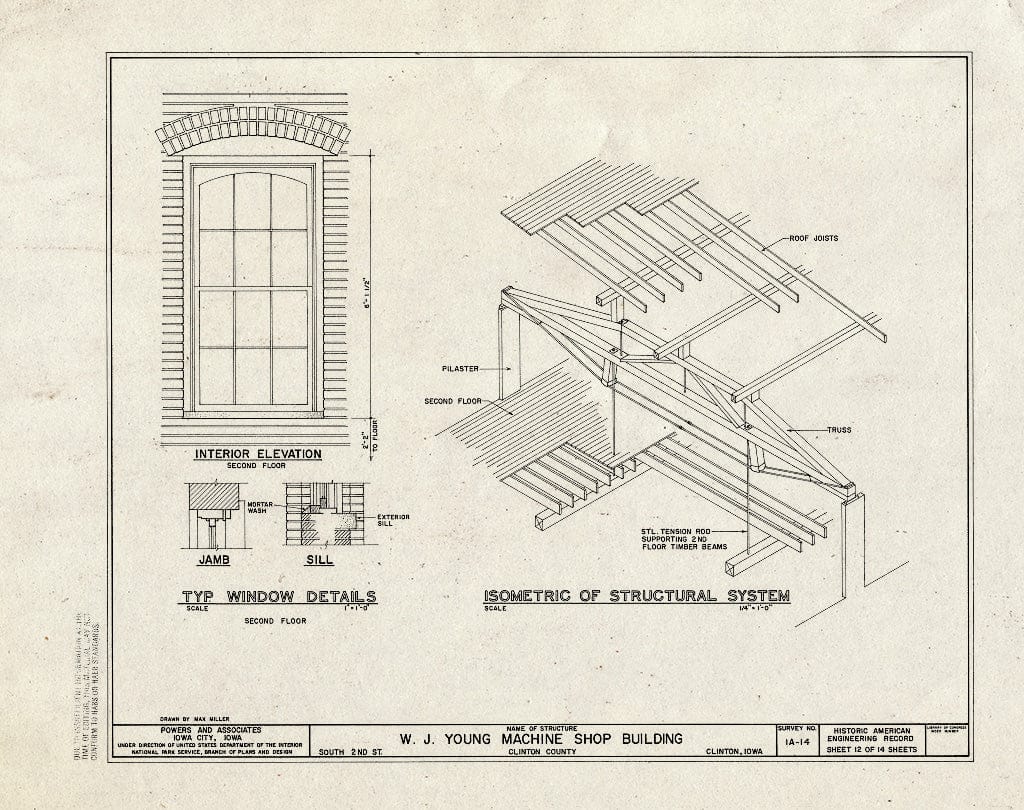 Blueprint HAER Iowa,23-Clint,2- (Sheet 12 of 14) - W. J. Young Machine Shop, South Tenth Street & Second Avenue, Clinton, Clinton County, IA