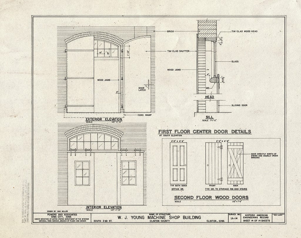 Blueprint HAER Iowa,23-Clint,2- (Sheet 14 of 14) - W. J. Young Machine Shop, South Tenth Street & Second Avenue, Clinton, Clinton County, IA