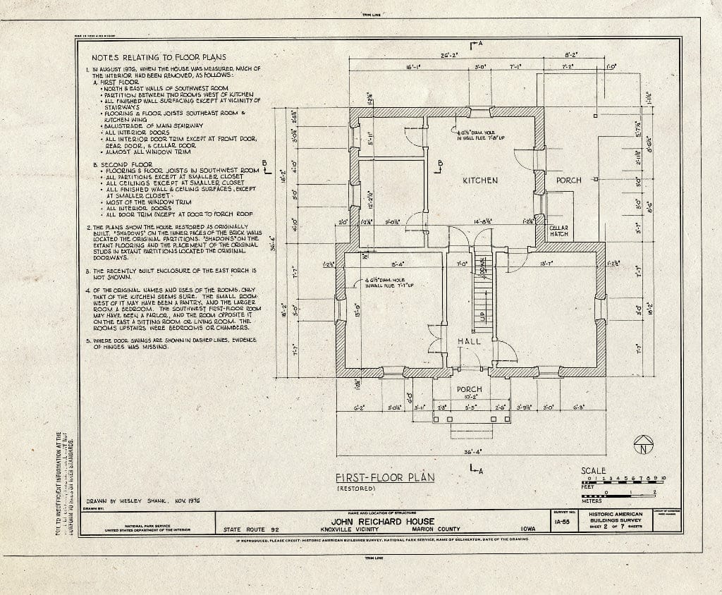 Blueprint HABS Iowa,63-Knox.V,1- (Sheet 2 of 7) - John Reichard House, State Route 92 Vicinity, Knoxville, Marion County, IA
