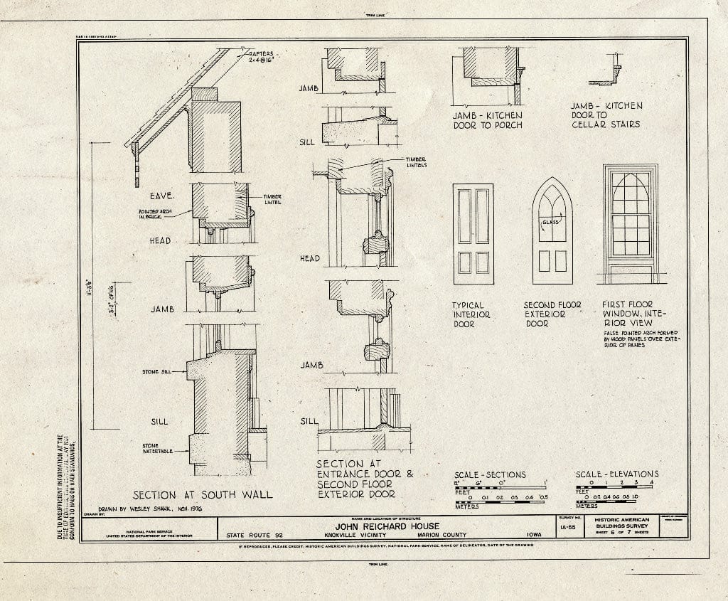 Blueprint HABS Iowa,63-Knox.V,1- (Sheet 6 of 7) - John Reichard House, State Route 92 Vicinity, Knoxville, Marion County, IA