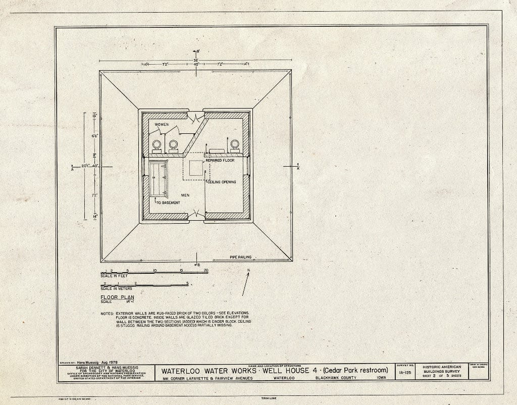 Blueprint HABS Iowa,7-WATLO,3- (Sheet 2 of 5) - Waterloo Water Works, Well House 4, Fairview & Lafayette Avenue, Waterloo, Black Hawk County, IA