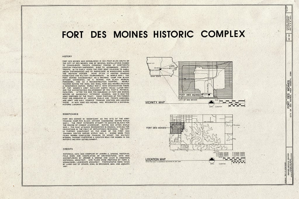 Blueprint HABS Iowa,77-Desmo,24- (Sheet 1 of 6) - Fort Des Moines Historic Complex, Des Moines, Polk County, IA