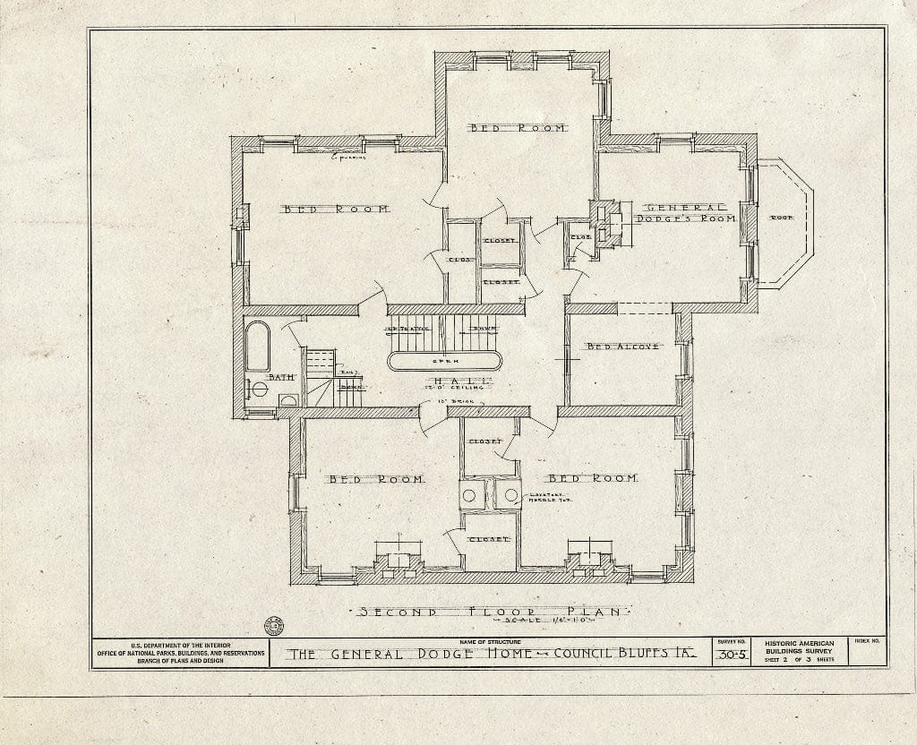 Blueprint HABS Iowa,78,COUB,1- (Sheet 2 of 3) - General Grenville M. Dodge House, 605 South Third Street, Council Bluffs, Pottawattamie County, IA