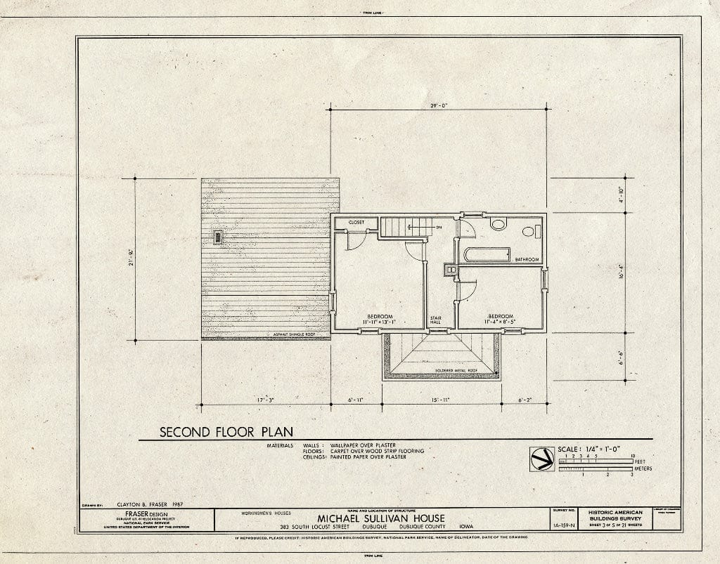 Blueprint HABS Iowa,31-DUBU,14-N- (Sheet 3 of 5) - Workingmen's Houses, Michael Sullivan House, 383 South Locust Street, Dubuque, Dubuque County, IA