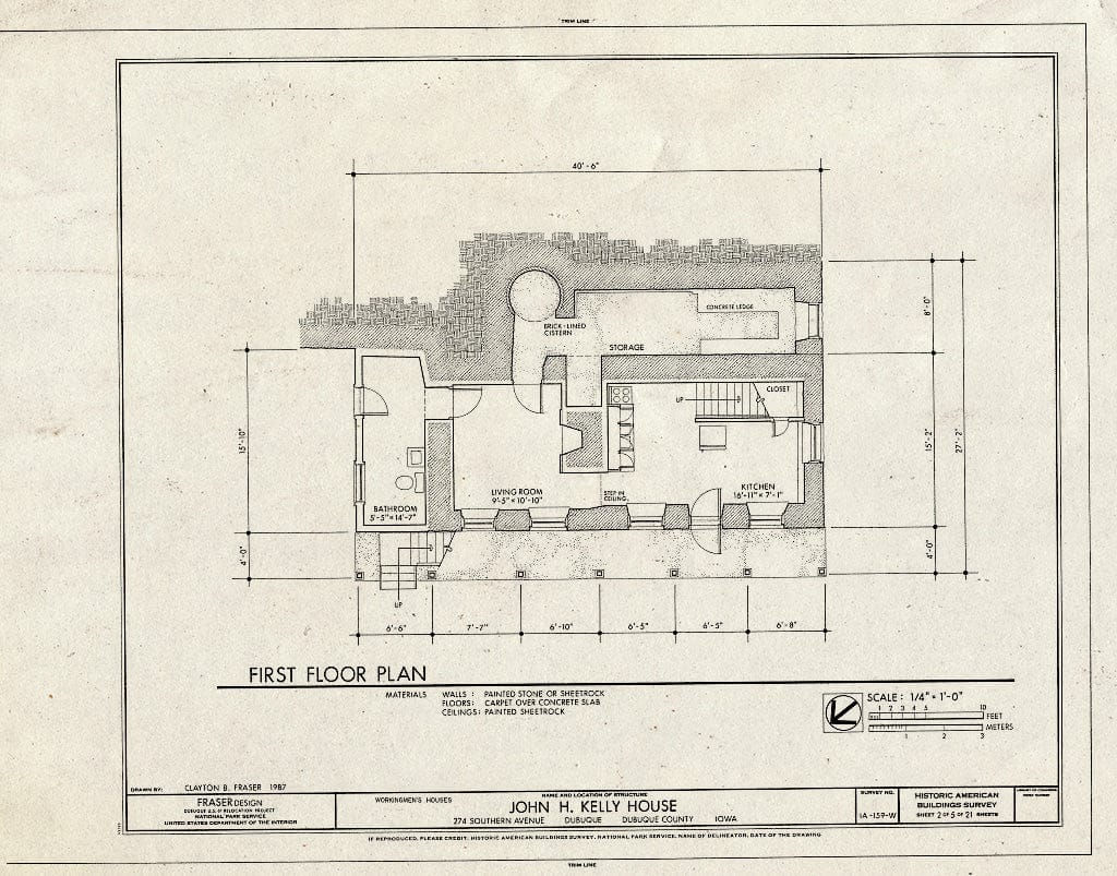 Blueprint HABS Iowa,31-DUBU,14-W- (Sheet 2 of 5) - Workingmen's Houses, John H. Kelly House, 274 Southern Avenue, Dubuque, Dubuque County, IA