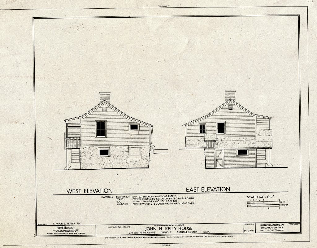 Blueprint HABS Iowa,31-DUBU,14-W- (Sheet 5 of 5) - Workingmen's Houses, John H. Kelly House, 274 Southern Avenue, Dubuque, Dubuque County, IA