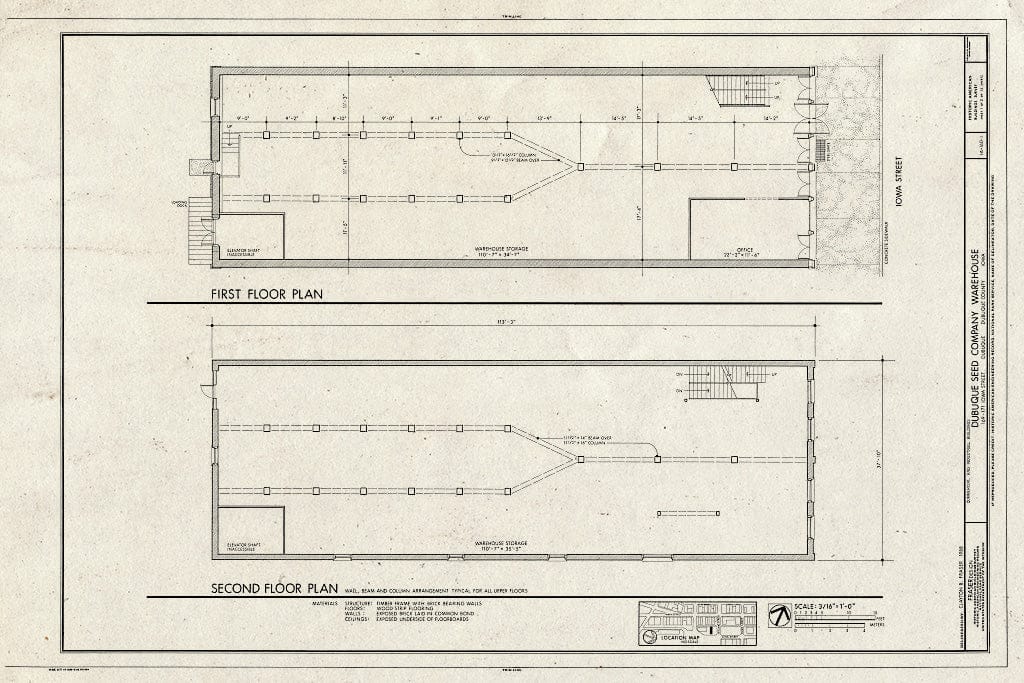 Blueprint HABS Iowa,31-DUBU,13-I- (Sheet 1 of 3) - Commercial & Industrial Buildings, Dubuque Seed Company Warehouse, 169-171 Iowa Street, Dubuque, Dubuque County, IA