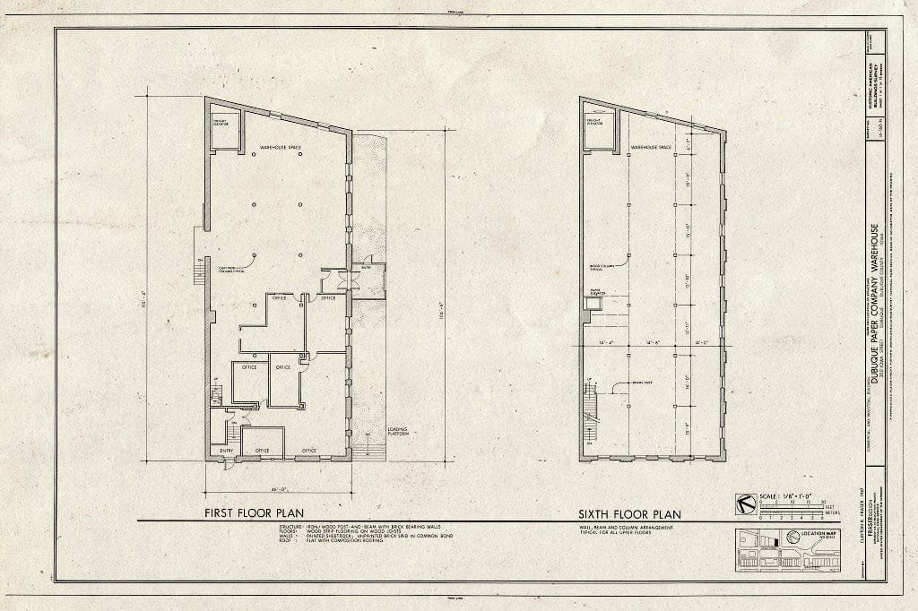 Blueprint HABS Iowa,31-DUBU,13-N- (Sheet 1 of 1) - Commercial & Industrial Buildings, Dubuque Paper Company Warehouse, 280 Iowa Street, Dubuque, Dubuque County, IA
