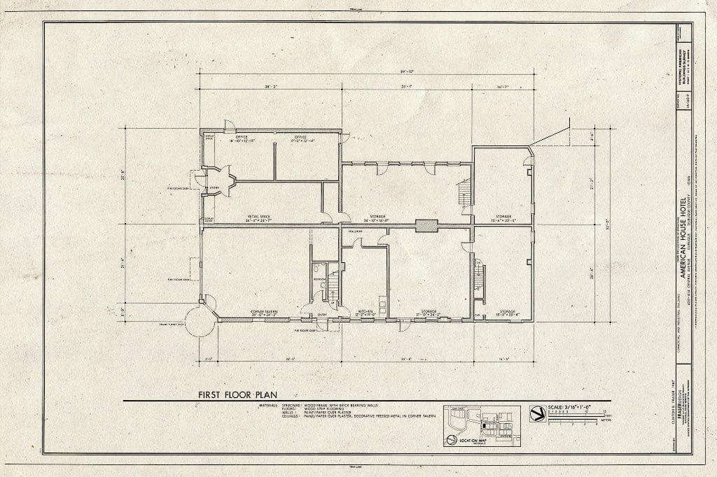 Blueprint HABS Iowa,31-DUBU,13-P- (Sheet 1 of 5) - Commercial & Industrial Buildings, American House Hotel, 400-414 Central Avenue, Dubuque, Dubuque County, IA