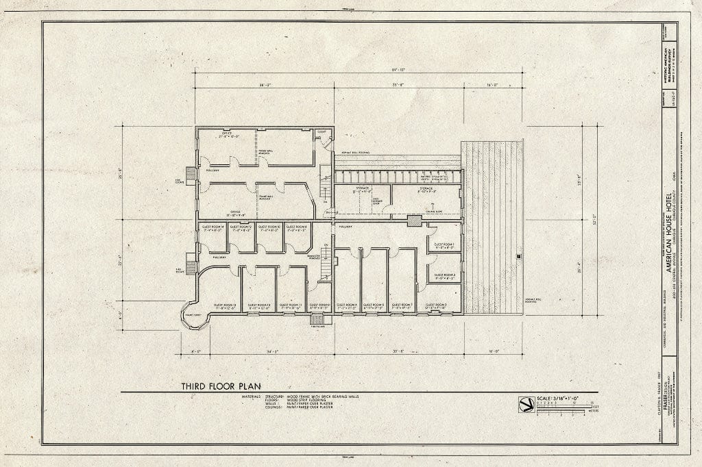 Blueprint HABS Iowa,31-DUBU,13-P- (Sheet 3 of 5) - Commercial & Industrial Buildings, American House Hotel, 400-414 Central Avenue, Dubuque, Dubuque County, IA