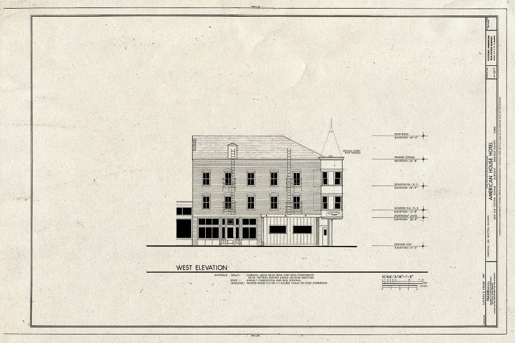 Blueprint HABS Iowa,31-DUBU,13-P- (Sheet 4 of 5) - Commercial & Industrial Buildings, American House Hotel, 400-414 Central Avenue, Dubuque, Dubuque County, IA