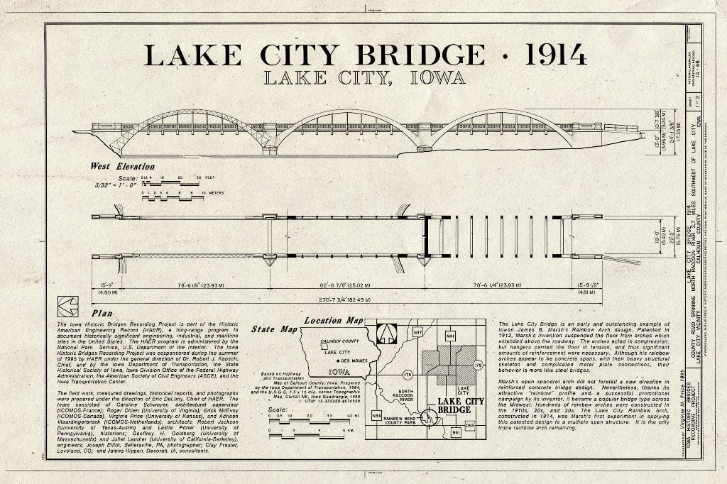 Blueprint HAER Iowa,13-LACIT.V,1- (Sheet 1 of 2) - Lake City Bridge, Spanning North Raccoon River, Lake City, Calhoun County, IA