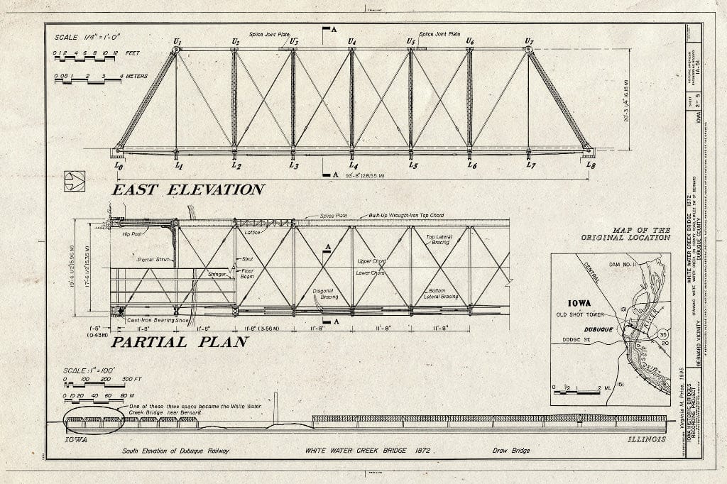 Blueprint HAER Iowa,31-Bern.V,1- (Sheet 2 of 5) - White Water Creek Bridge, Spanning White Water Creek, Bernard, Dubuque County, IA