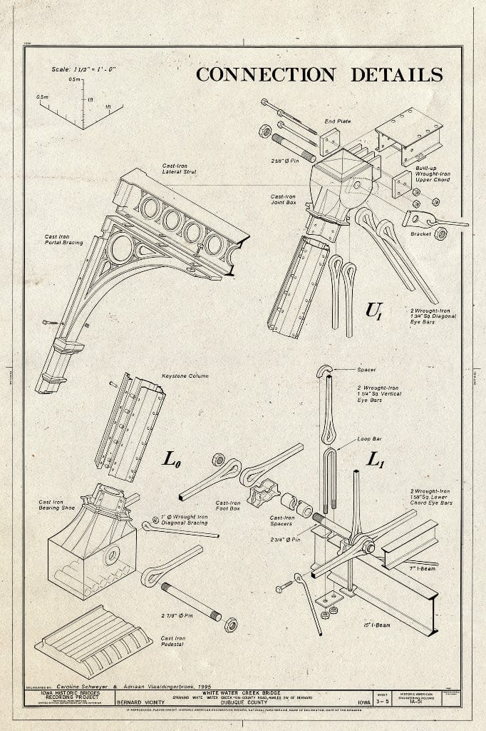 Blueprint HAER Iowa,31-Bern.V,1- (Sheet 3 of 5) - White Water Creek Bridge, Spanning White Water Creek, Bernard, Dubuque County, IA