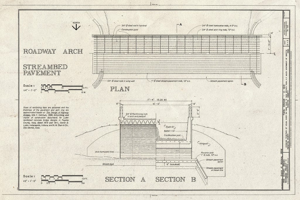 Blueprint HAER Iowa,33-FAY.V,1- (Sheet 2 of 3) - Twin Bridge, Spanning Little Volga River in Twin Bridge Park, Fayette, Fayette County, IA