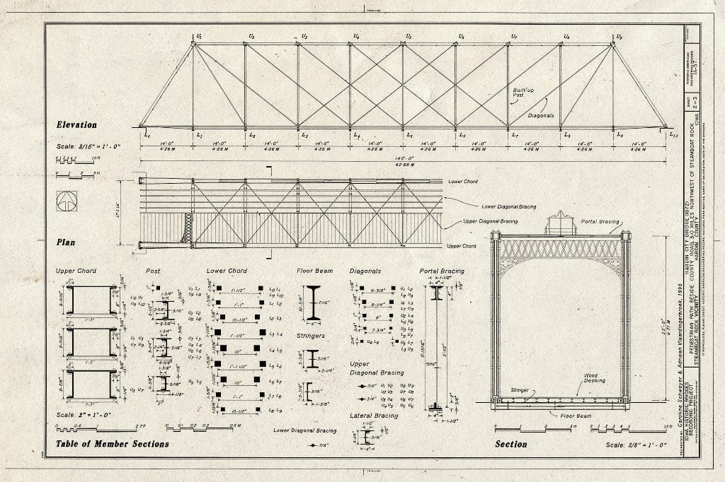 Blueprint HAER Iowa,42-STERO.V,1- (Sheet 2 of 3) - Hardin City Bridge, Pedestrian Area Beside County Road, Steamboat Rock, Hardin County, IA