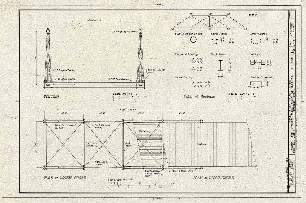 Blueprint HAER Iowa,62-ROHI.V,1- (Sheet 2 of 3) - Middle Creek Bridge, Spanning Middle Creek at Ventura Road, Rose Hill, Mahaska County, IA