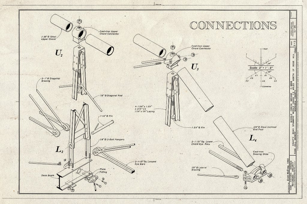 Blueprint HAER Iowa,62-ROHI.V,1- (Sheet 3 of 3) - Middle Creek Bridge, Spanning Middle Creek at Ventura Road, Rose Hill, Mahaska County, IA