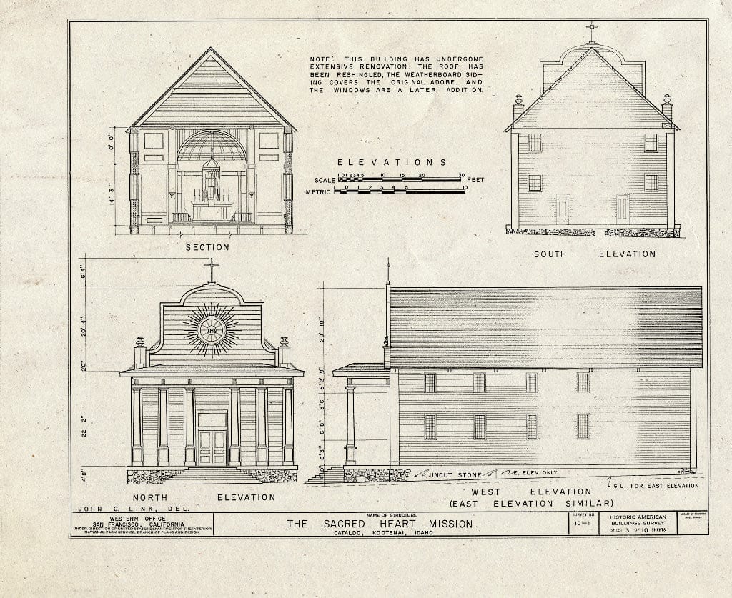 Blueprint HABS ID,28-CATAL.V,1- (Sheet 3 of 10) - Sacred Heart Mission, Interstate 90 & Interchange 39, Cataldo, Shoshone County, ID