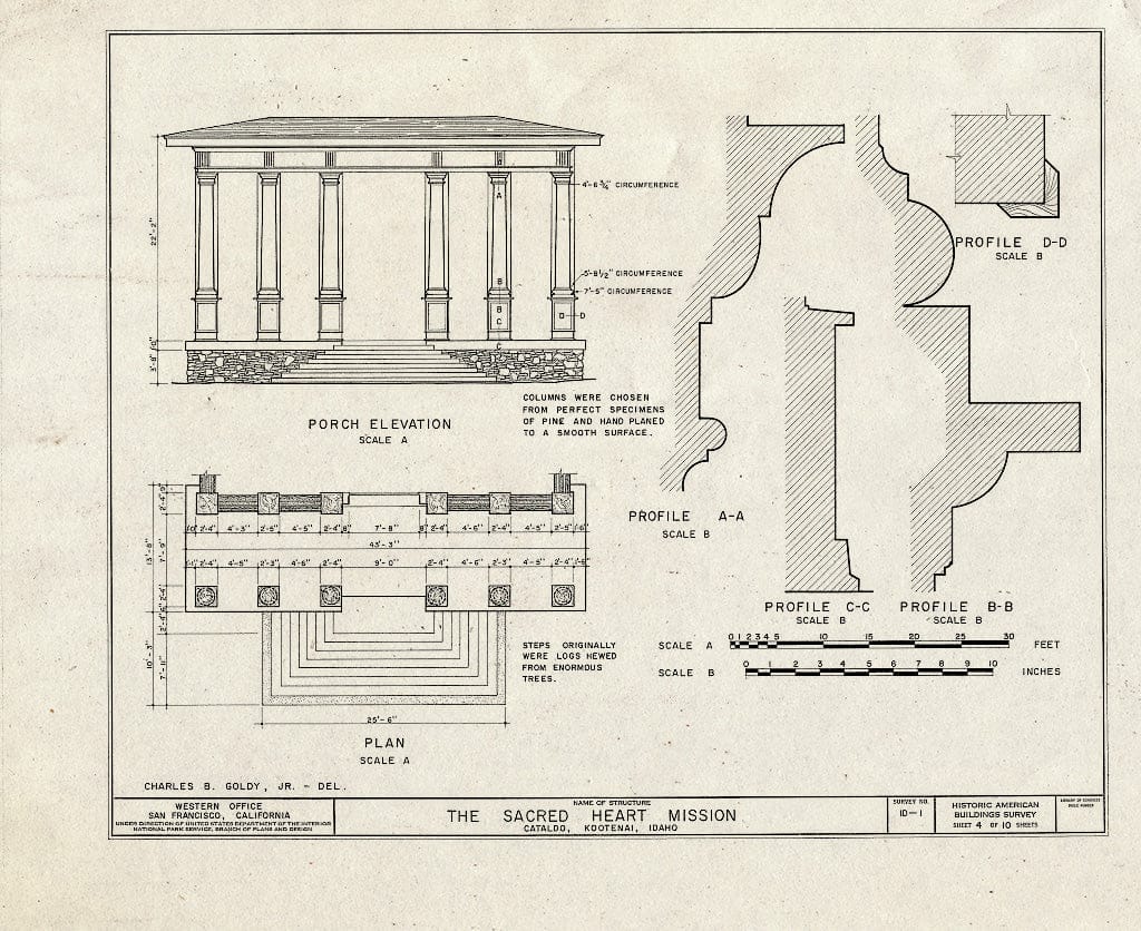 Blueprint HABS ID,28-CATAL.V,1- (Sheet 4 of 10) - Sacred Heart Mission, Interstate 90 & Interchange 39, Cataldo, Shoshone County, ID