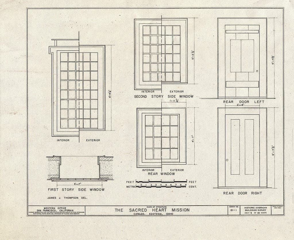 Blueprint HABS ID,28-CATAL.V,1- (Sheet 5 of 10) - Sacred Heart Mission, Interstate 90 & Interchange 39, Cataldo, Shoshone County, ID
