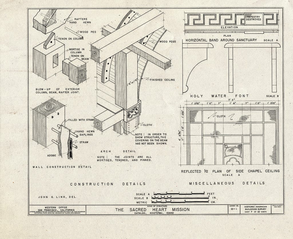 Blueprint HABS ID,28-CATAL.V,1- (Sheet 7 of 10) - Sacred Heart Mission, Interstate 90 & Interchange 39, Cataldo, Shoshone County, ID