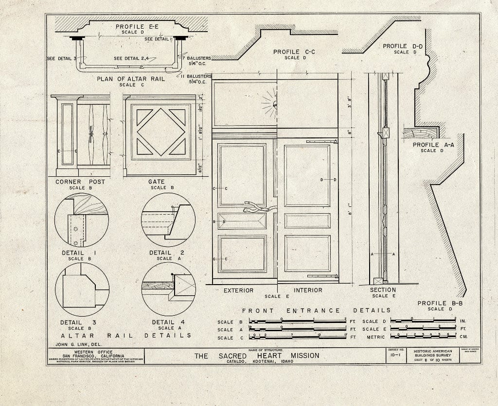 Blueprint HABS ID,28-CATAL.V,1- (Sheet 8 of 10) - Sacred Heart Mission, Interstate 90 & Interchange 39, Cataldo, Shoshone County, ID