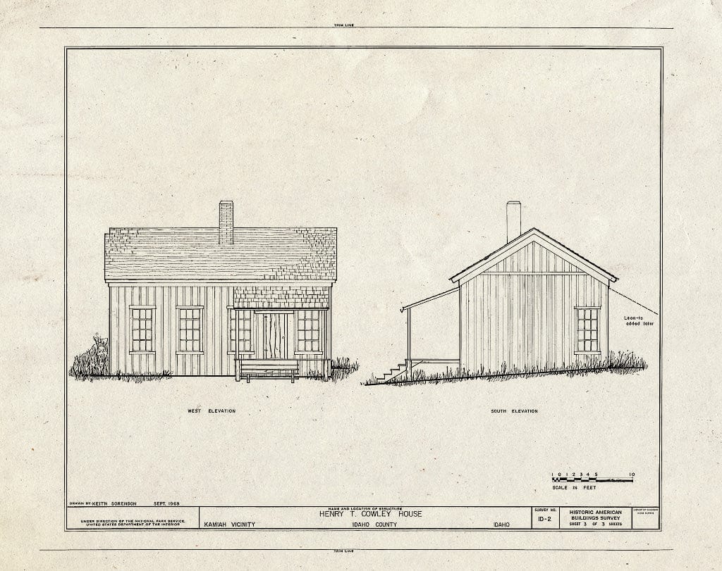 Blueprint HABS ID,25-KAMI.V,1- (Sheet 3 of 3) - Henry T. Cowley House, State Route 9, East Kamiah, Idaho County, ID