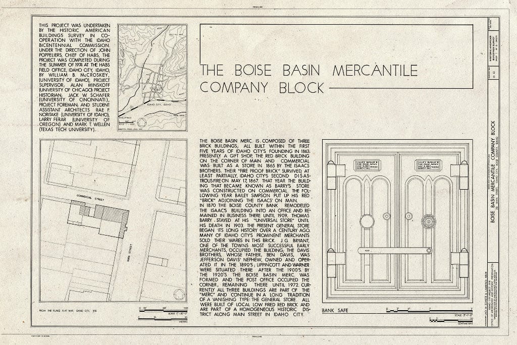 Blueprint HABS ID,8-IDCI,8- (Sheet 1 of 6) - Boise Basin Mercantile Company Block, Main & Commercial Streets, Idaho City, Boise County, ID