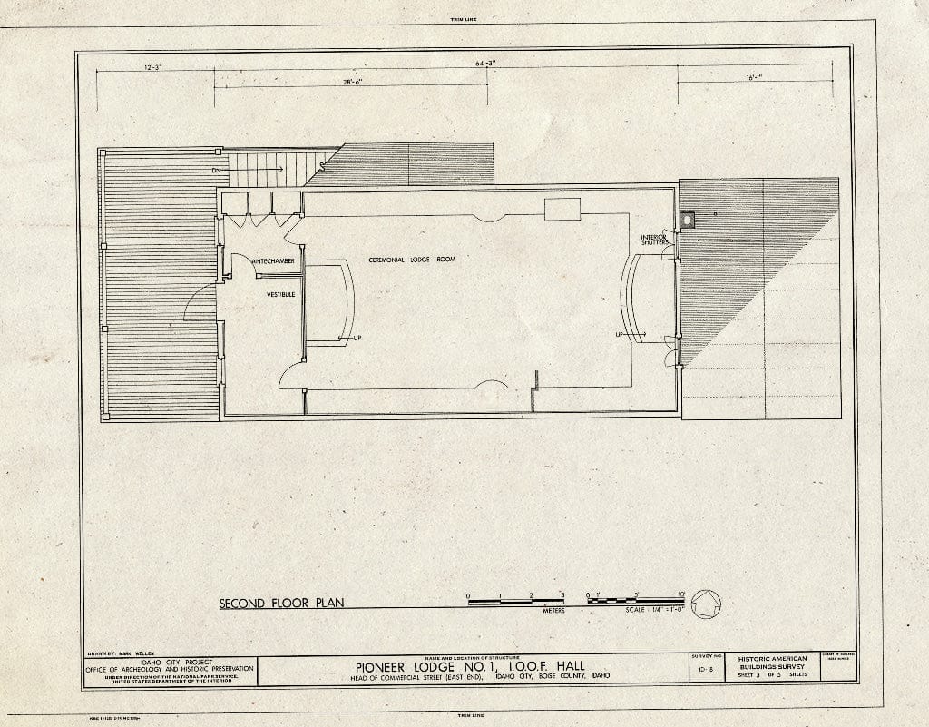 Blueprint HABS ID,8-IDCI,4- (Sheet 3 of 5) - Pioneer Lodge Number 1, East Commercial Street, Idaho City, Boise County, ID