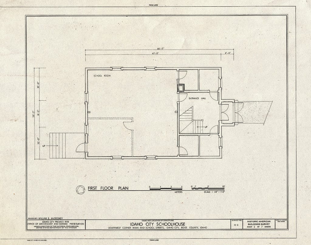 Blueprint HABS ID,8-IDCI,2- (Sheet 2 of 7) - Idaho City Schoolhouse, School & Main Streets, Idaho City, Boise County, ID