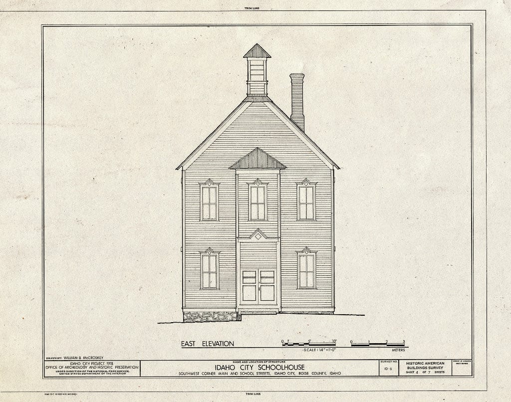 Blueprint HABS ID,8-IDCI,2- (Sheet 4 of 7) - Idaho City Schoolhouse, School & Main Streets, Idaho City, Boise County, ID