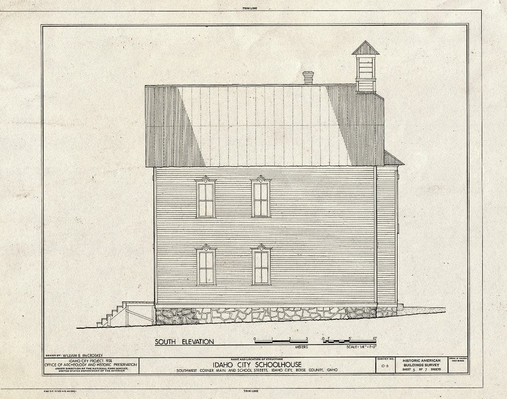 Blueprint HABS ID,8-IDCI,2- (Sheet 5 of 7) - Idaho City Schoolhouse, School & Main Streets, Idaho City, Boise County, ID