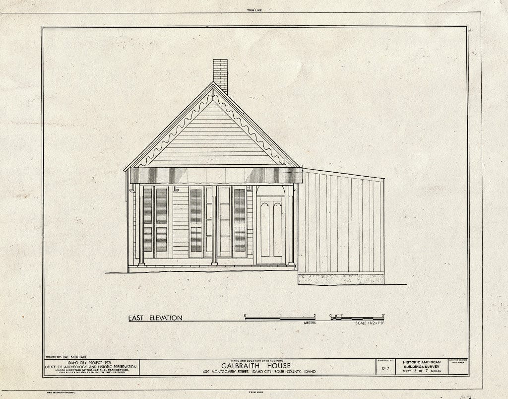Blueprint HABS ID,8-IDCI,3- (Sheet 3 of 7) - Galbraith House, Montgomery Street, Idaho City, Boise County, ID