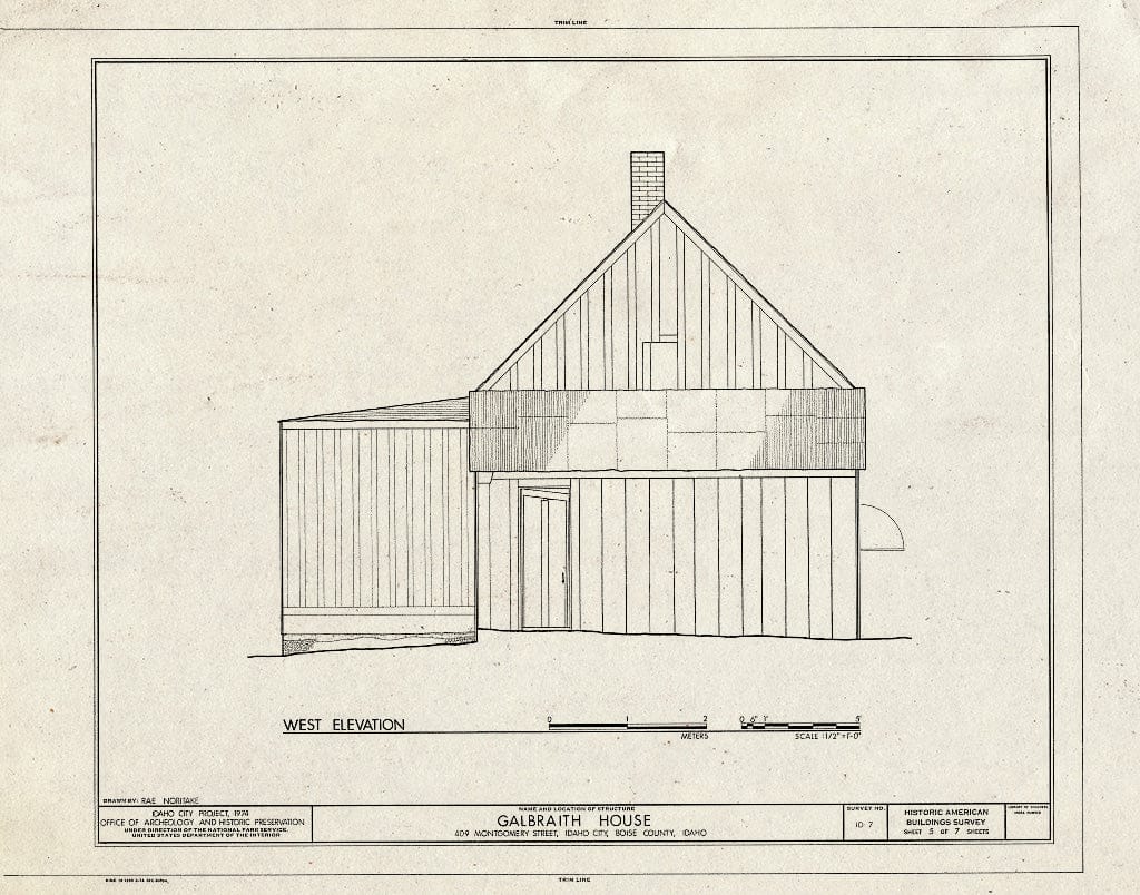 Blueprint HABS ID,8-IDCI,3- (Sheet 5 of 7) - Galbraith House, Montgomery Street, Idaho City, Boise County, ID