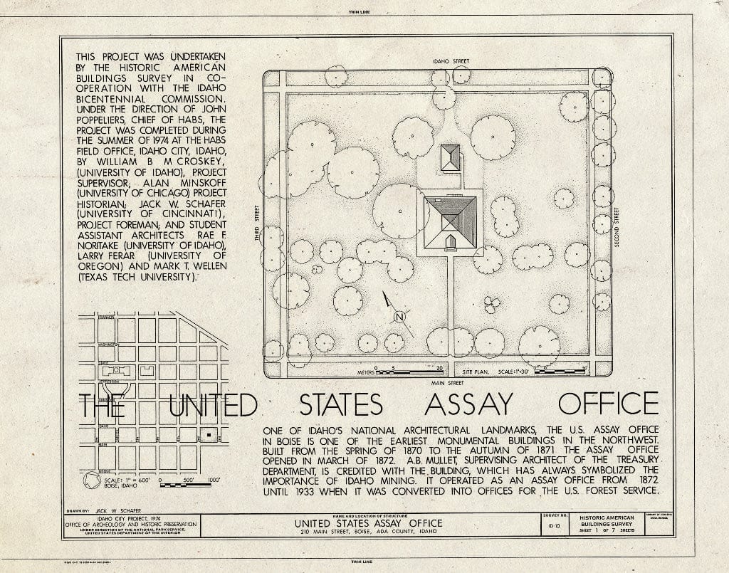 Blueprint HABS ID,1-Boise,20- (Sheet 1 of 7) - U. S. Assay Office, 210 Main Street, Boise, Ada County, ID