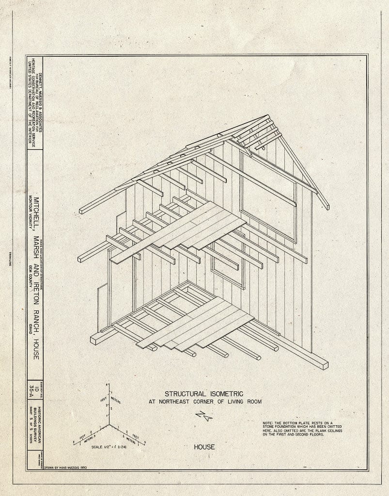 Blueprint HABS ID,23-Mont.V,2A- (Sheet 5 of 5) - Mitchell, Marsh & Ireton Ranch, House, Montour, Gem County, ID