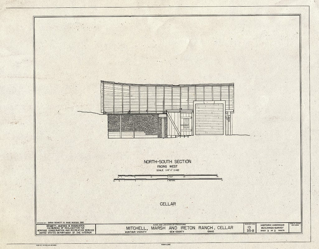 Blueprint HABS ID,23-Mont.V,2B- (Sheet 3 of 3) - Mitchell, Marsh & Ireton Ranch, Cellar, Montour, Gem County, ID