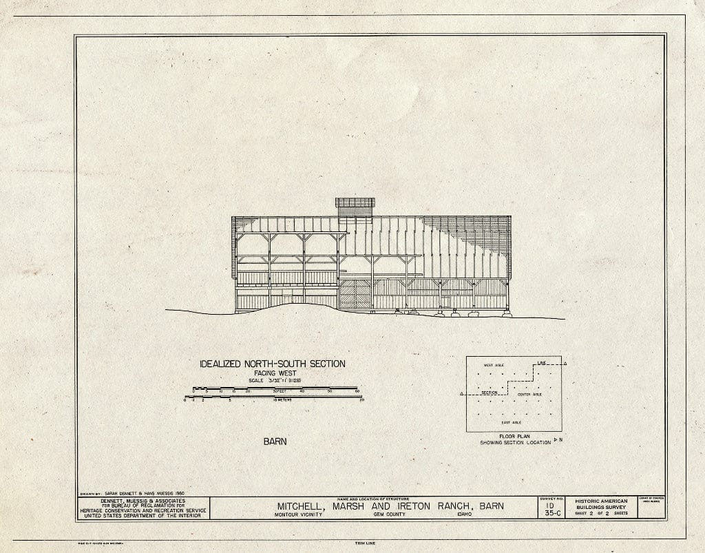 Blueprint HABS ID,23-Mont.V,2C- (Sheet 2 of 2) - Mitchell, Marsh & Ireton Ranch, Barn, Montour, Gem County, ID